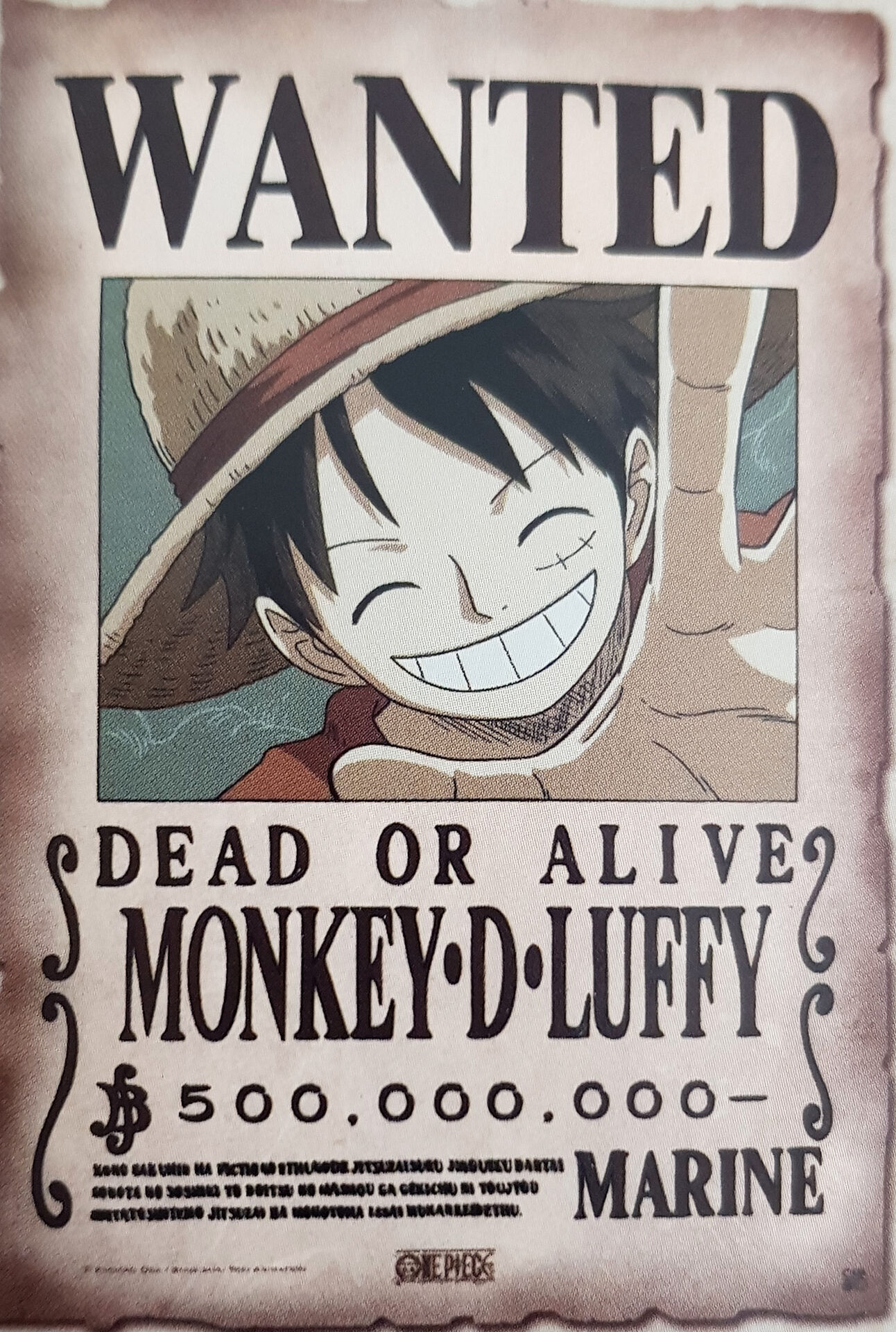 Parchemin - One Piece - Avis De Recherche Luffy 33x49cm (exclu