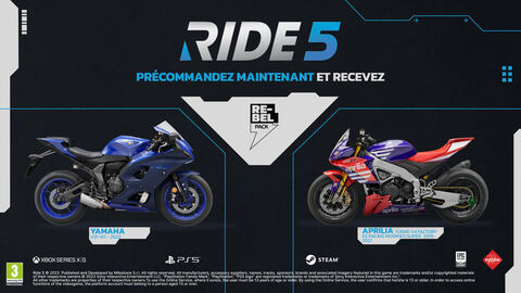 Ride 5 Day One Rebel Pack sur PS5, tous les jeux vidéo PS5 sont chez  Micromania