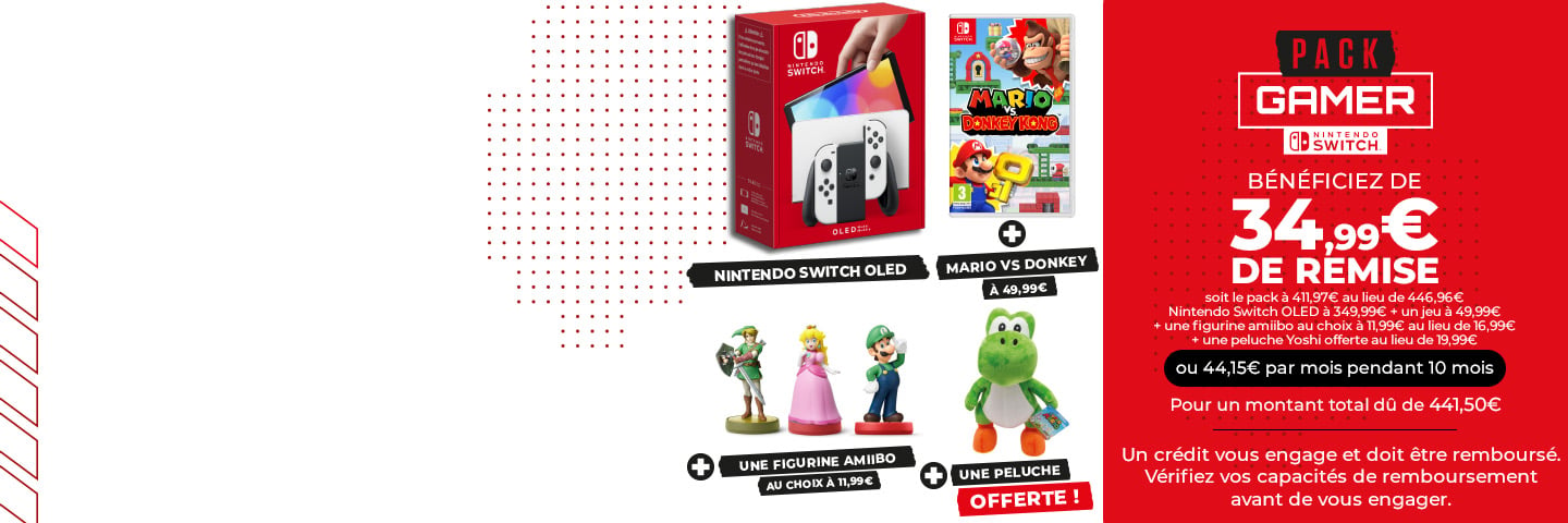 NINTENDO EXCLU WEB Console Nintendo Switch Lite Grise + New Super Mario  Bros U Deluxe + Pack Accessoire Exclusif Auchan pas cher 